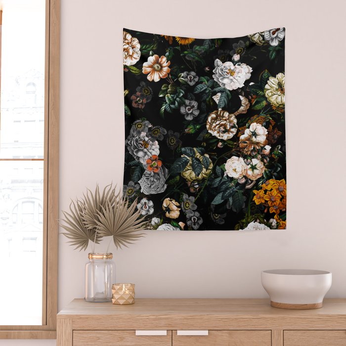 Floral Night Garden Wall Tapestry Gallery Image 2