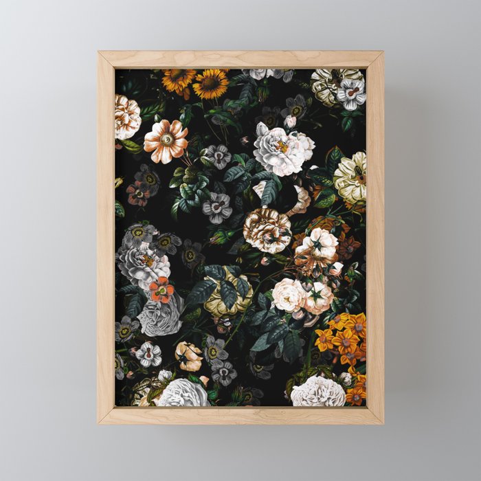 Floral Night Garden Mini Art Print Gallery Image 1