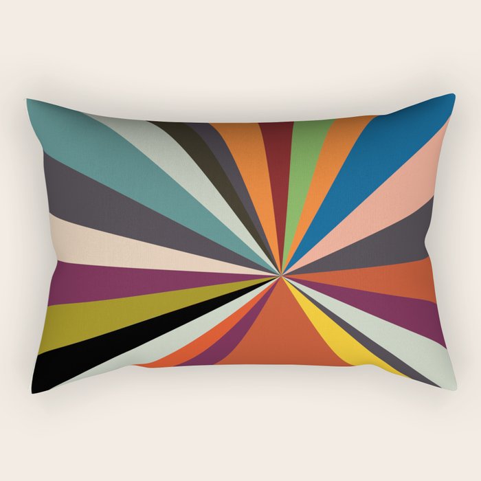 stripes rays geometric retro Rectangular Pillow Gallery Image 2