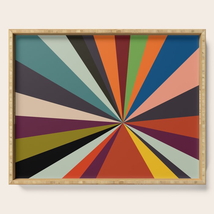 stripes rays geometric retro Serving Tray Gallery Image 1