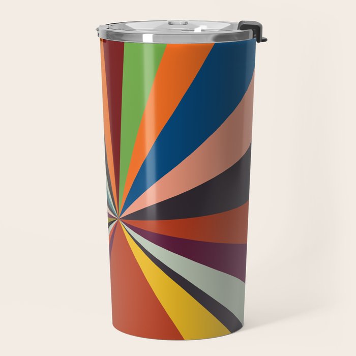 stripes rays geometric retro Travel Mug Gallery Image 2