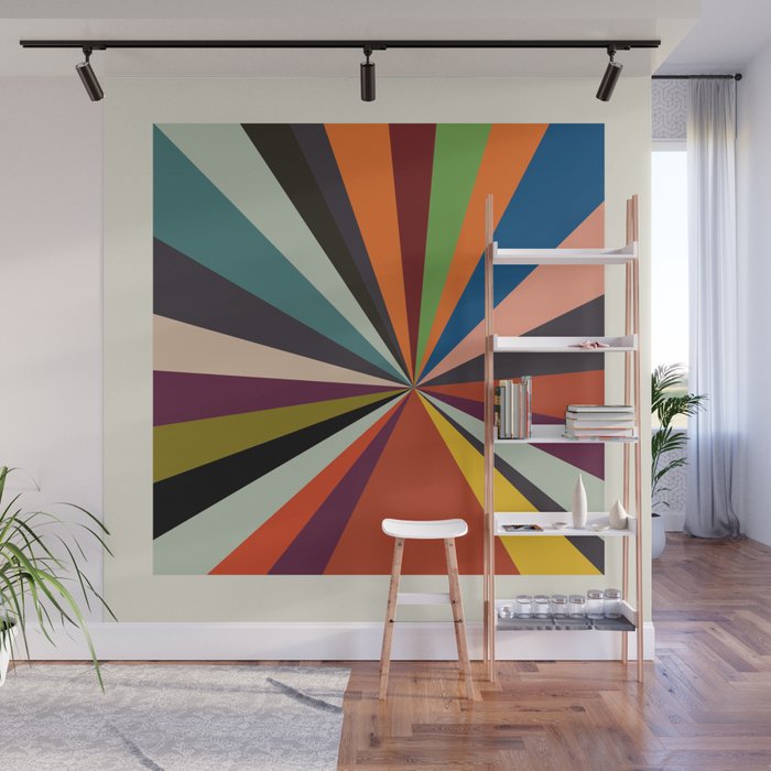 stripes rays geometric retro Wall Mural Gallery Image 1