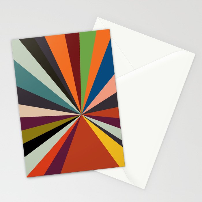 stripes rays geometric retro Stationery Card Gallery Image 2