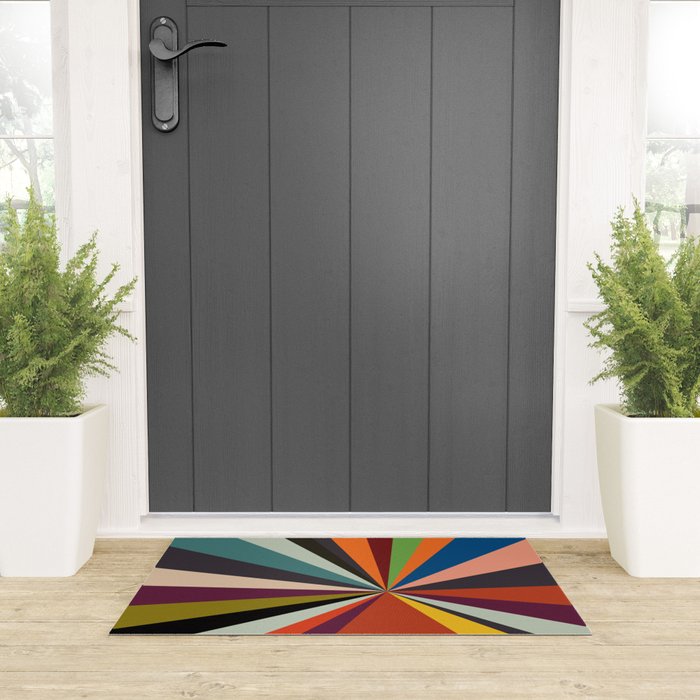 stripes rays geometric retro Welcome Mat Gallery Image 3