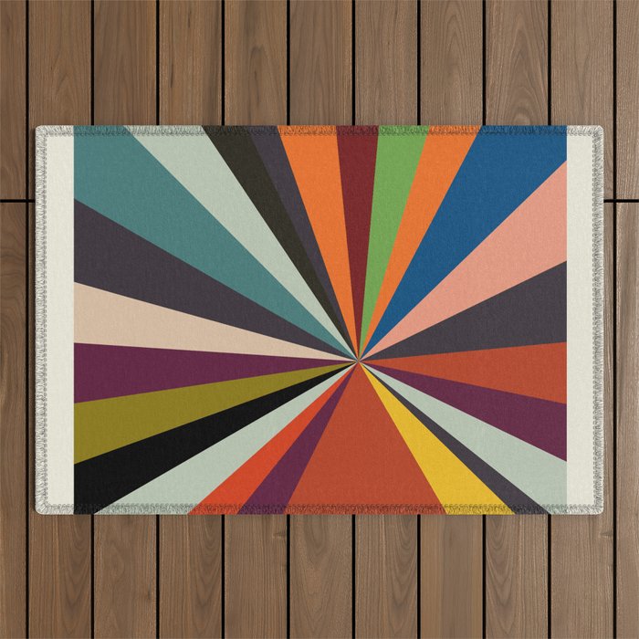 stripes rays geometric retro Outdoor Rug Gallery Image 1
