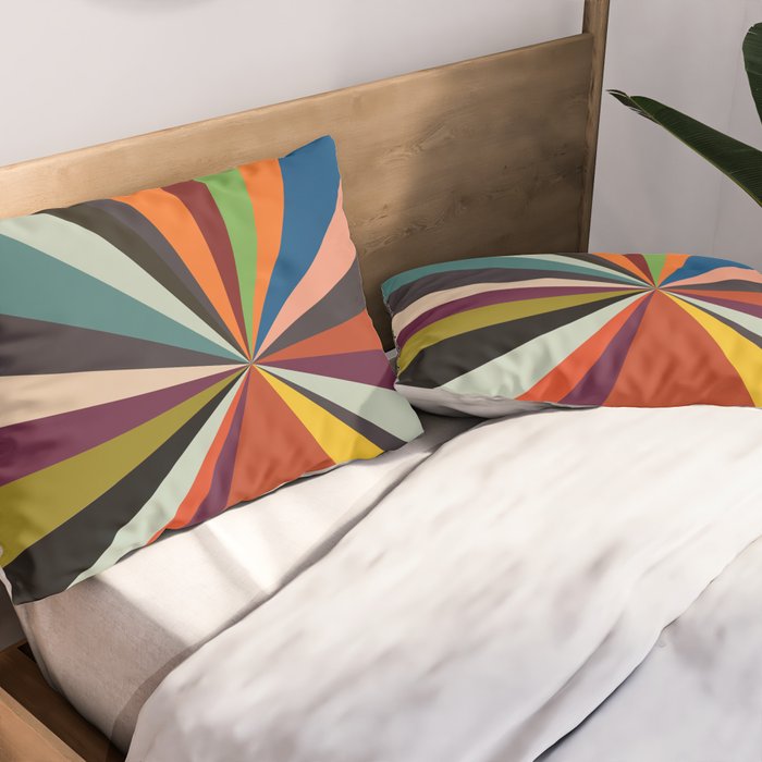 stripes rays geometric retro Pillow Sham Gallery Image 2