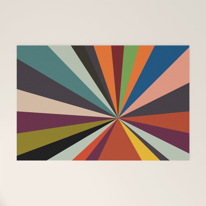 stripes rays geometric retro Welcome Mat Gallery Image 1