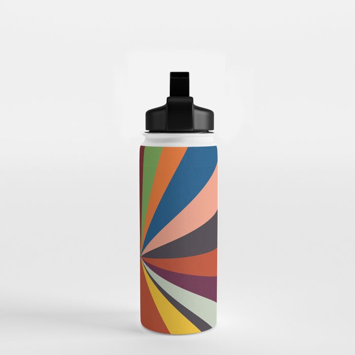 stripes rays geometric retro Water Bottle Gallery Image 2