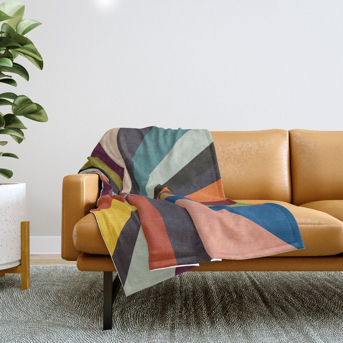 stripes rays geometric retro Throw Blanket Gallery Image 1