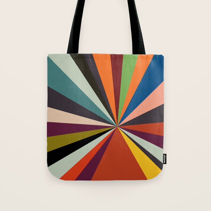 stripes rays geometric retro Tote Bag Gallery Image 1