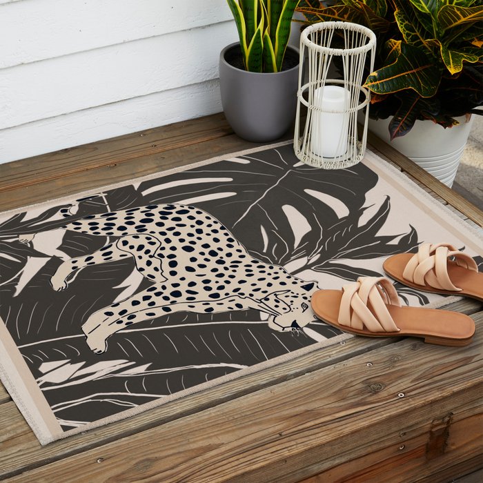 Minimal Jungle Abstract Art 2 Outdoor Rug Gallery Image 2