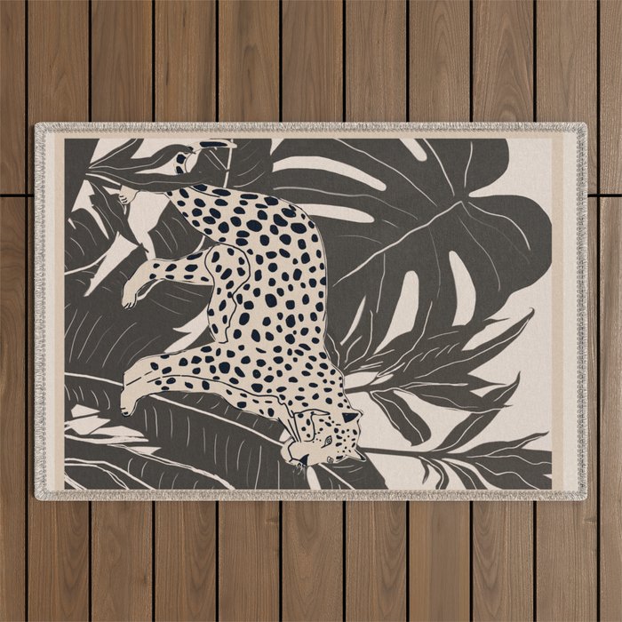 Minimal Jungle Abstract Art 2 Outdoor Rug Gallery Image 1