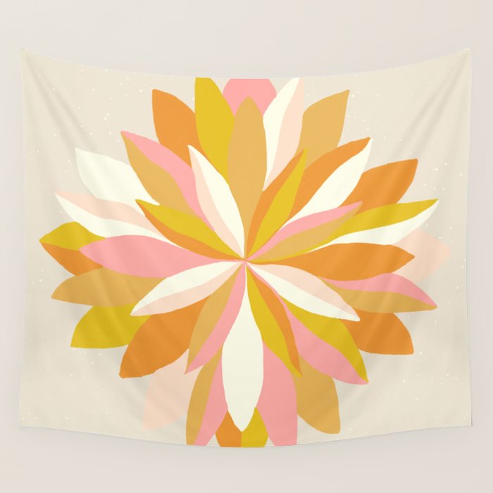 dahlia, pink & orange Wall Tapestry Gallery Image 4