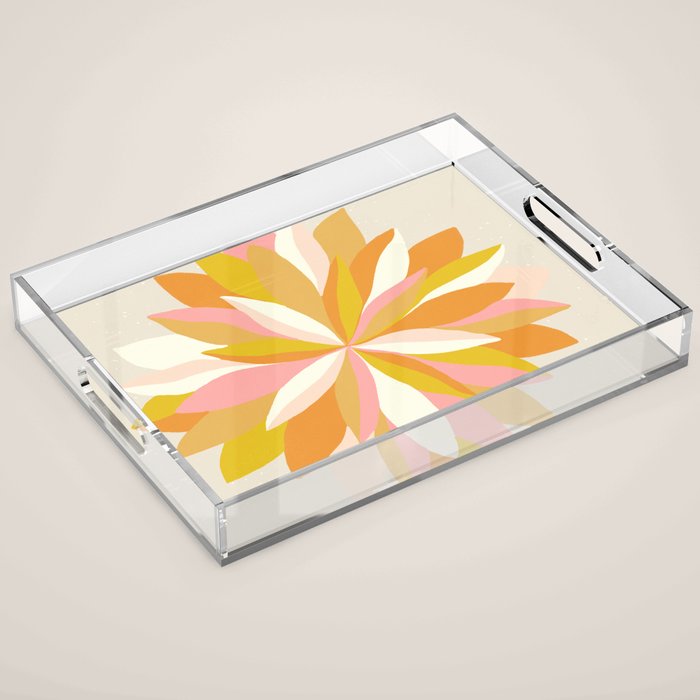 dahlia, pink & orange Acrylic Tray Gallery Image 1