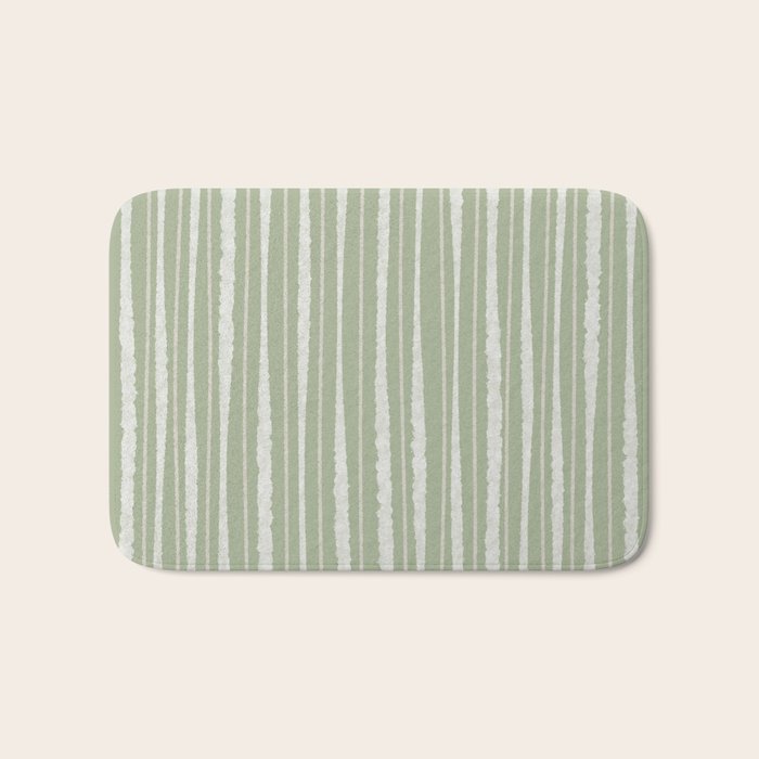 Organic Watercolor Striped Pattern in Sage Bath Mat Gallery Image 1