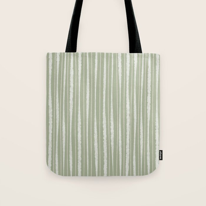 Organic Watercolor Striped Pattern in Sage Tote Bag Gallery Image 1