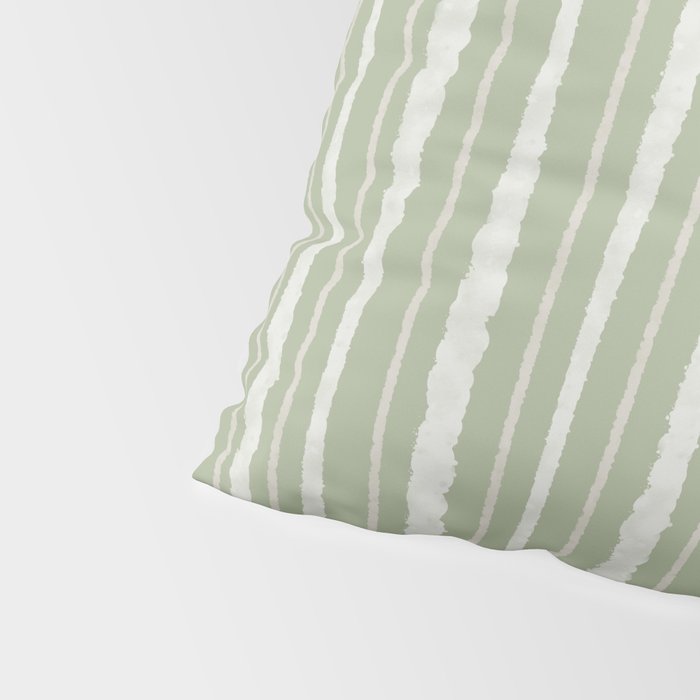 Organic Watercolor Striped Pattern in Sage Pillow Sham Gallery Image 4