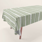 Organic Watercolor Striped Pattern in Sage Tablecloth Gallery Image 1