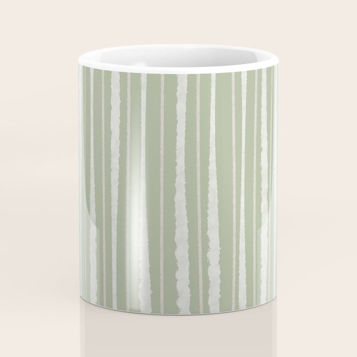 Organic Watercolor Striped Pattern in Sage Coffee Mug Gallery Image 4