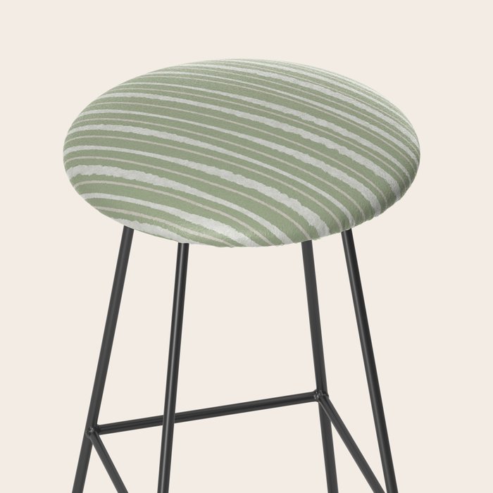 Organic Watercolor Striped Pattern in Sage Stool Gallery Image 2