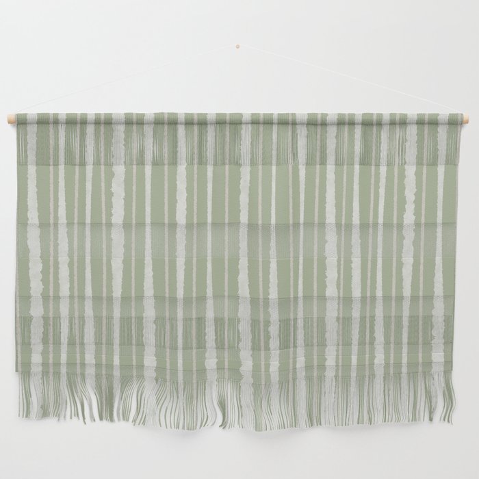 Organic Watercolor Striped Pattern in Sage Wall Hanging Gallery Image 1