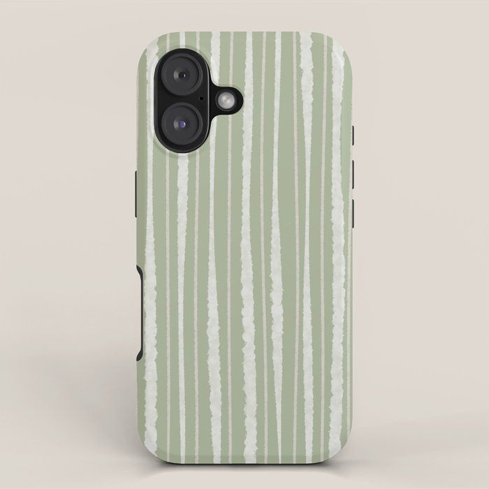 Organic Watercolor Striped Pattern in Sage iPhone Case Gallery Image 1