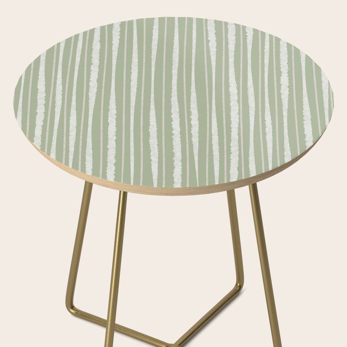 Organic Watercolor Striped Pattern in Sage Side Table Gallery Image 2