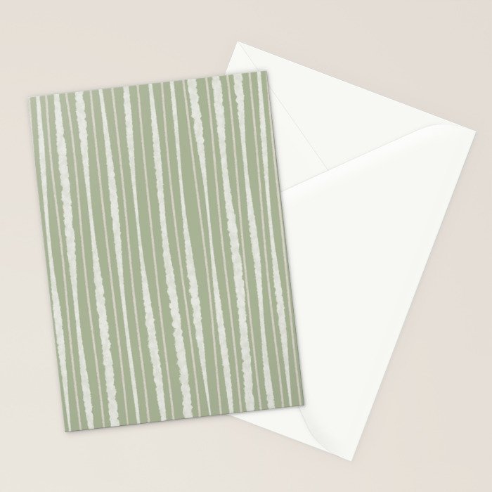 Organic Watercolor Striped Pattern in Sage Stationery Card Gallery Image 2