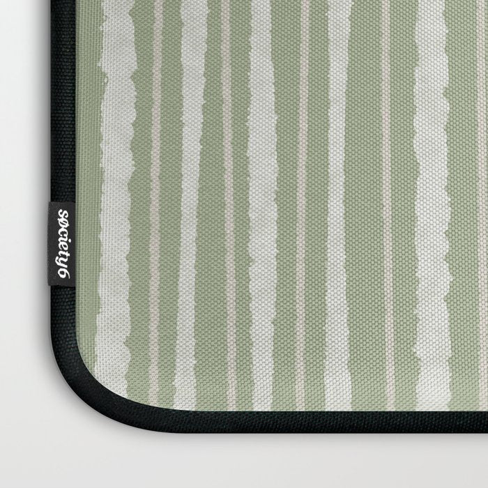 Organic Watercolor Striped Pattern in Sage Laptop Sleeve Gallery Image 3
