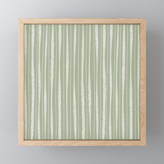 Organic Watercolor Striped Pattern in Sage Mini Art Print Gallery Image 1
