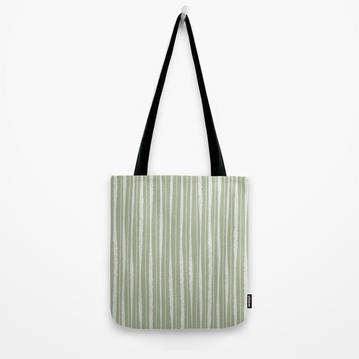Organic Watercolor Striped Pattern in Sage Tote Bag Gallery Image 2