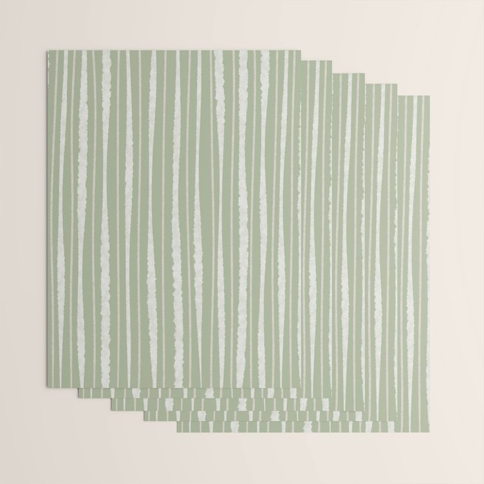 Organic Watercolor Striped Pattern in Sage Wrapping Paper Gallery Image 3