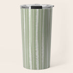 Organic Watercolor Striped Pattern in Sage Travel Mug Gallery Image 1