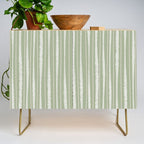 Organic Watercolor Striped Pattern in Sage Credenza Gallery Image 1