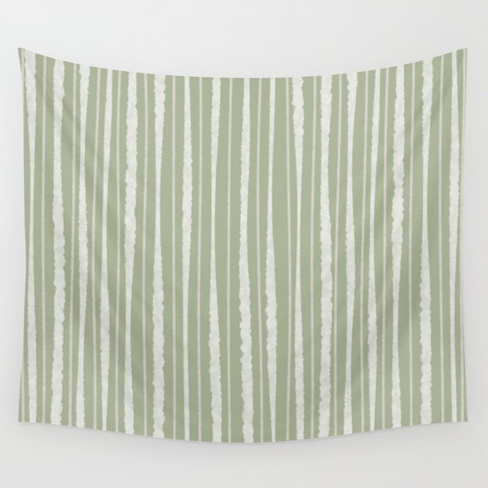 Organic Watercolor Striped Pattern in Sage Wall Tapestry Gallery Image 4