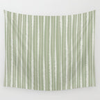 Organic Watercolor Striped Pattern in Sage Wall Tapestry Gallery Image 4