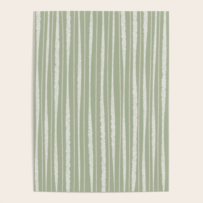 Organic Watercolor Striped Pattern in Sage Poster Gallery Image 4