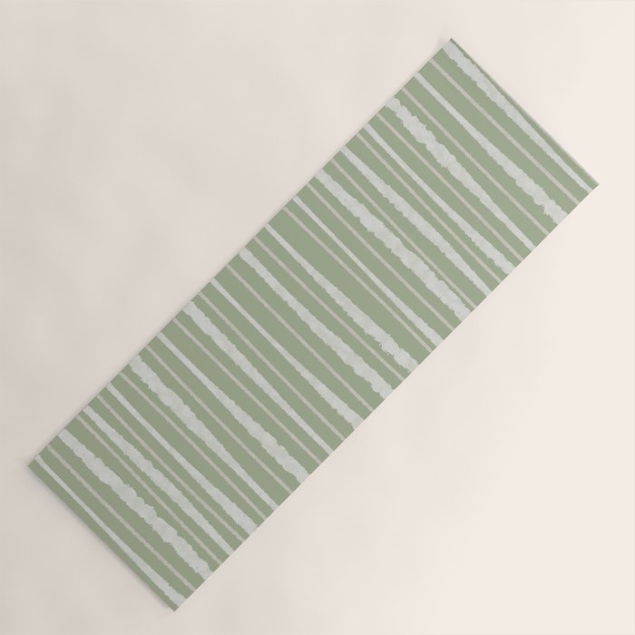 Organic Watercolor Striped Pattern in Sage Yoga Mat Gallery Image 1