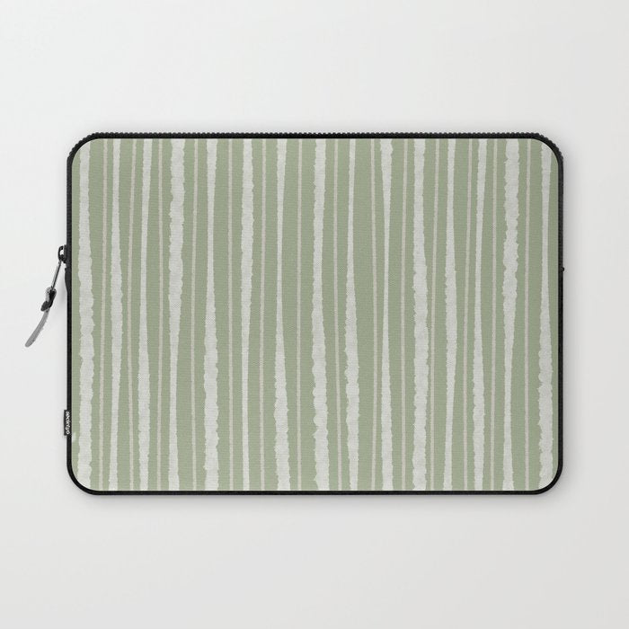 Organic Watercolor Striped Pattern in Sage Laptop Sleeve Gallery Image 1