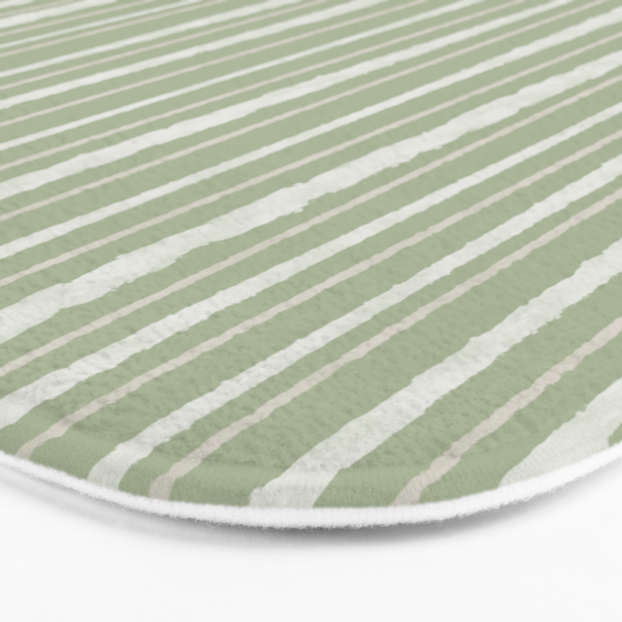 Organic Watercolor Striped Pattern in Sage Bath Mat Gallery Image 3