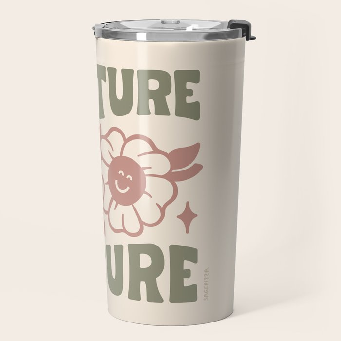 NURTURE NATURE (IN GREEN AND MAUVE) Travel Mug Gallery Image 2