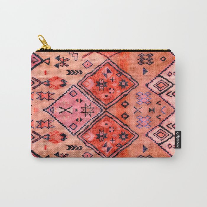 Bohemian Berber Orange Handmade Moroccan Fabric Texture Carry All Pouch Gallery Image 1