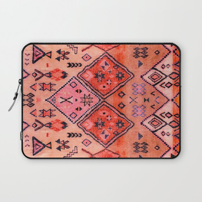 Bohemian Berber Orange Handmade Moroccan Fabric Texture Laptop Sleeve Gallery Image 1