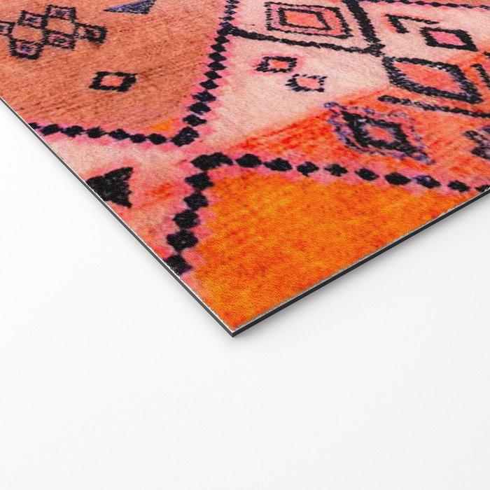 Bohemian Berber Orange Handmade Moroccan Fabric Texture Welcome Mat Gallery Image 2