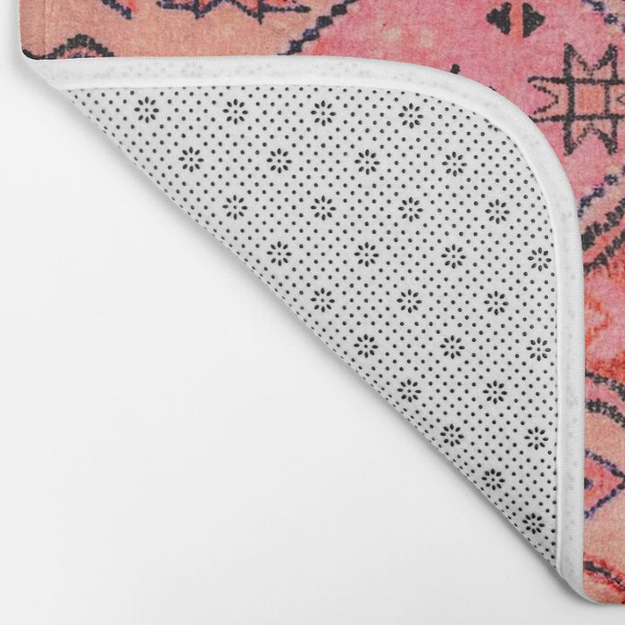 Bohemian Berber Orange Handmade Moroccan Fabric Texture Bath Mat Gallery Image 2