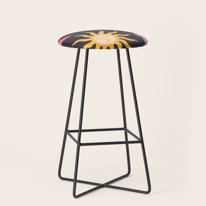 Minimal geometric abstraction Rainbow, Flower, Sun and Moon  Stool Gallery Image 1