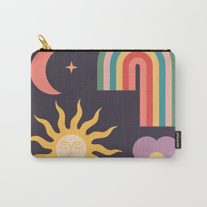 Minimal geometric abstraction Rainbow, Flower, Sun and Moon  Carry All Pouch Gallery Image 1