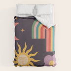 Minimal geometric abstraction Rainbow, Flower, Sun and Moon  Duvet Cover Gallery Image 6
