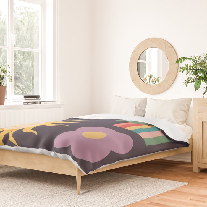 Minimal geometric abstraction Rainbow, Flower, Sun and Moon  Duvet Cover Gallery Image 2