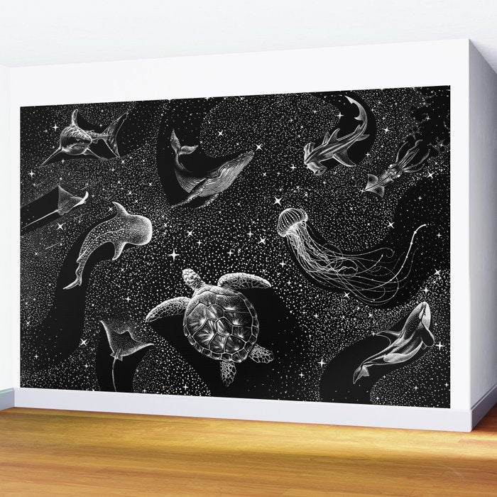 Cosmic Ocean (Black Version) Wall Mural Gallery Image 2